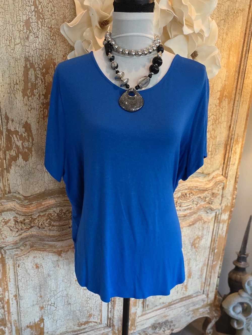 Philosophy Royal Blue V-Neck Short Sleeve Top